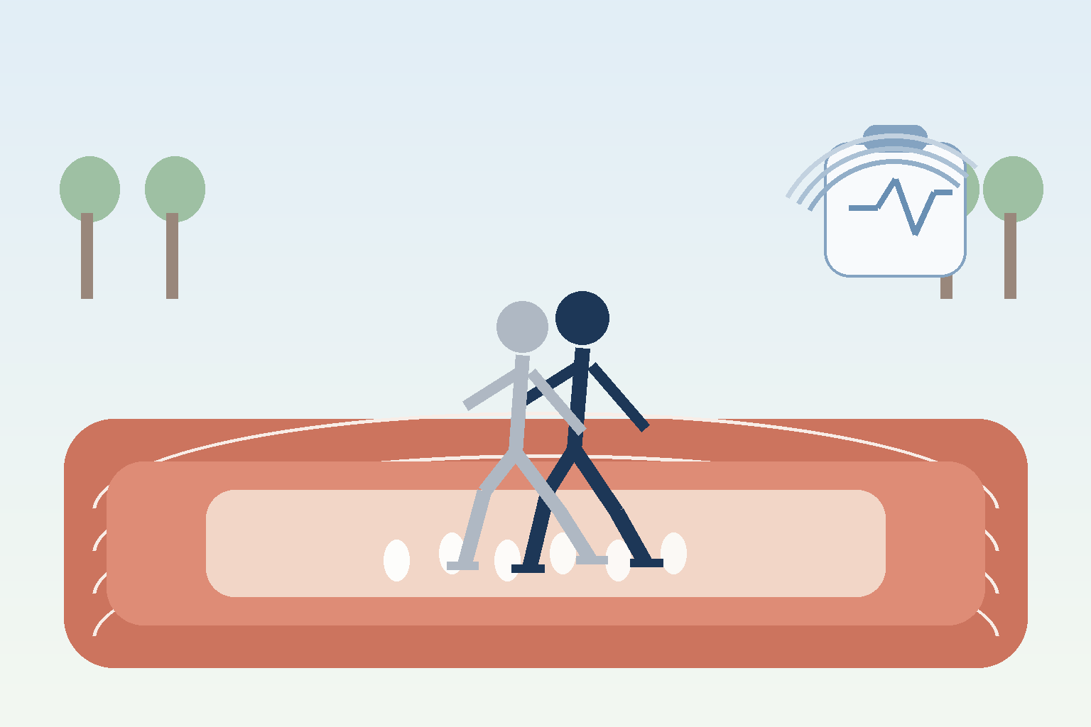 ランニングトラックで短いケイデンスドリルを行う市民ランナーのイメージ