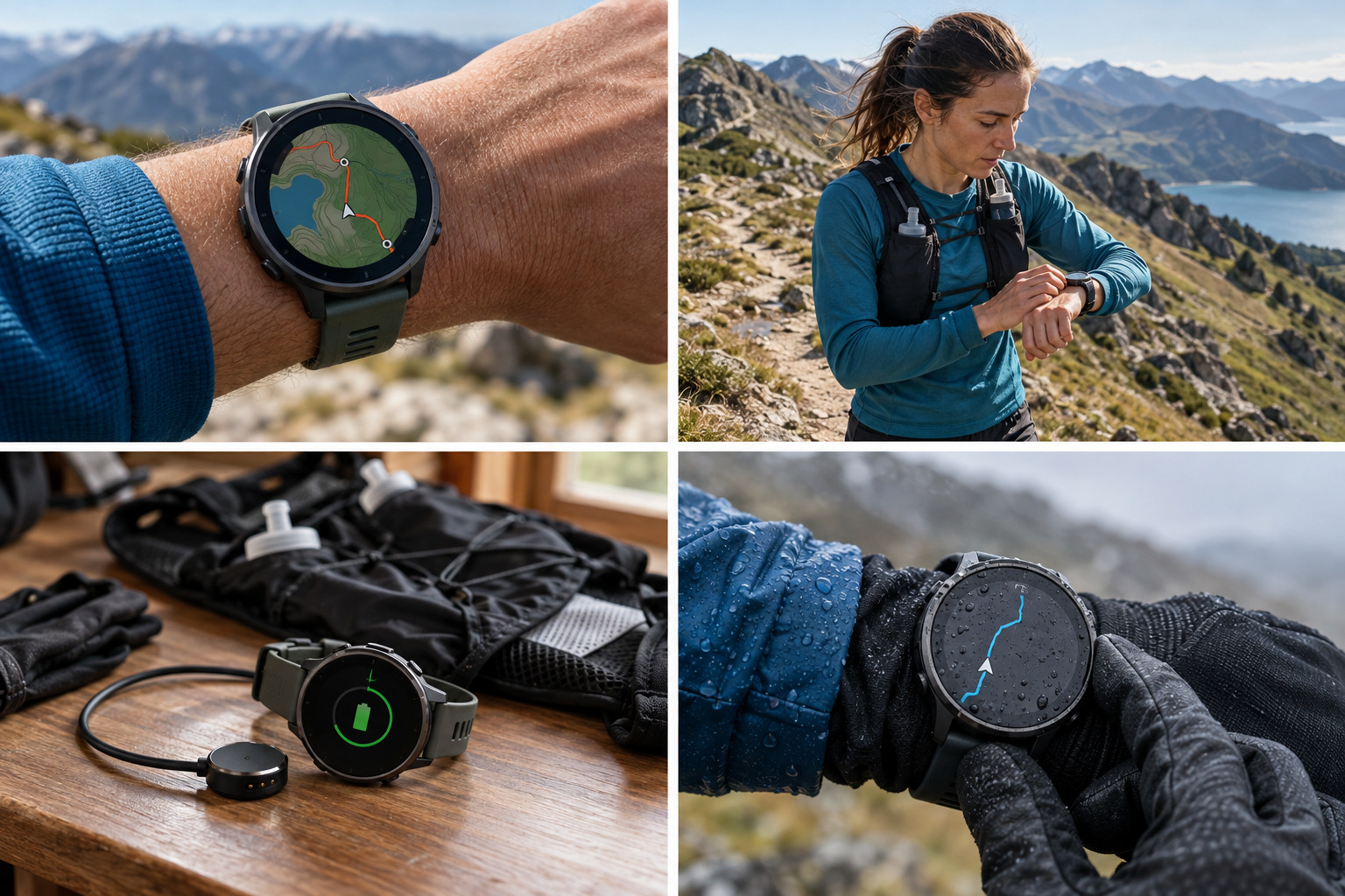 GPS watch charging beside running gear